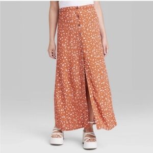Wild fable rust floral midi skirt